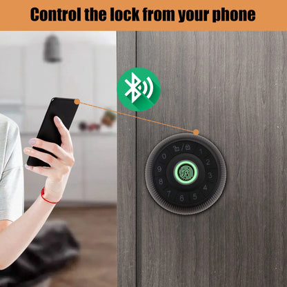 -September Fingerprint Door Lock-Smart Door Handle, Keyless Door Handle With Password Keypad For Bedroom Smart Door Lock