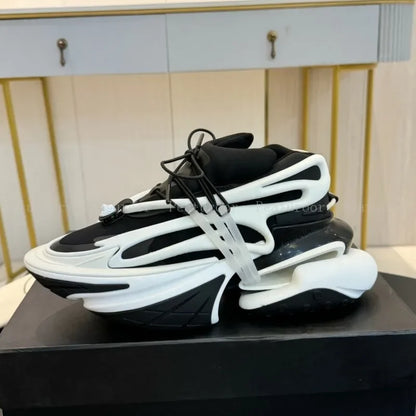 ‌Men Women Gradient Color Sneakers Patchwork High Quality Walking Shoes Thick Sole Lace Up Flats Casual Shoes Big Size 35-46