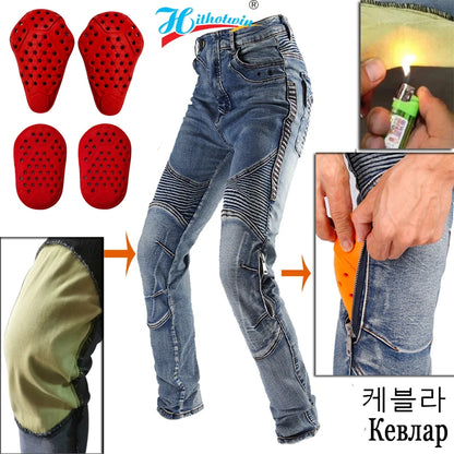 S- 5XL Men Aramid Motorcycle jeans Moto Pants With Protective Gear Riding Touring fireproof and wearable Motorbike Trousers 03
