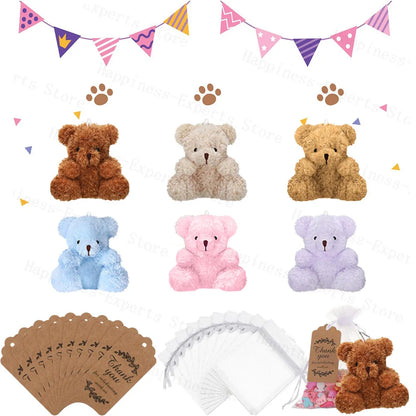 6-60Set Mini Bear Plush Stuffed Small Teddy Bear Wedding Gift for Guests Baby Shower Decoration Bear Keychain for Christmas Xmas