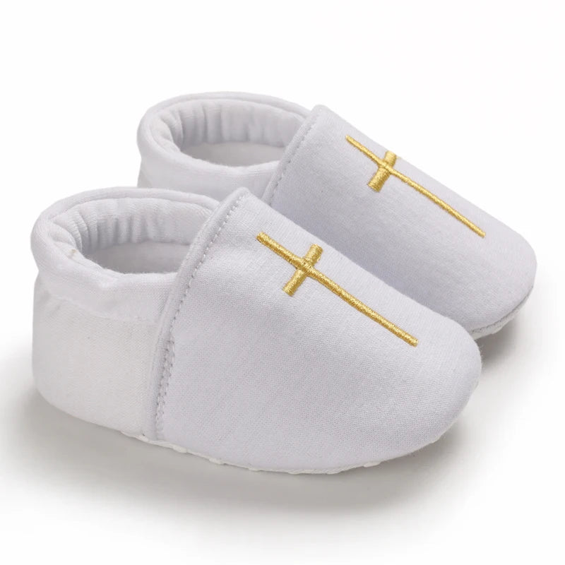 0-18 Months Infant Spring Shoe Newborn Infant Girls and Boys Recreational Baptism Non-Slip Walking Shoe White Soft-soled Sneaker