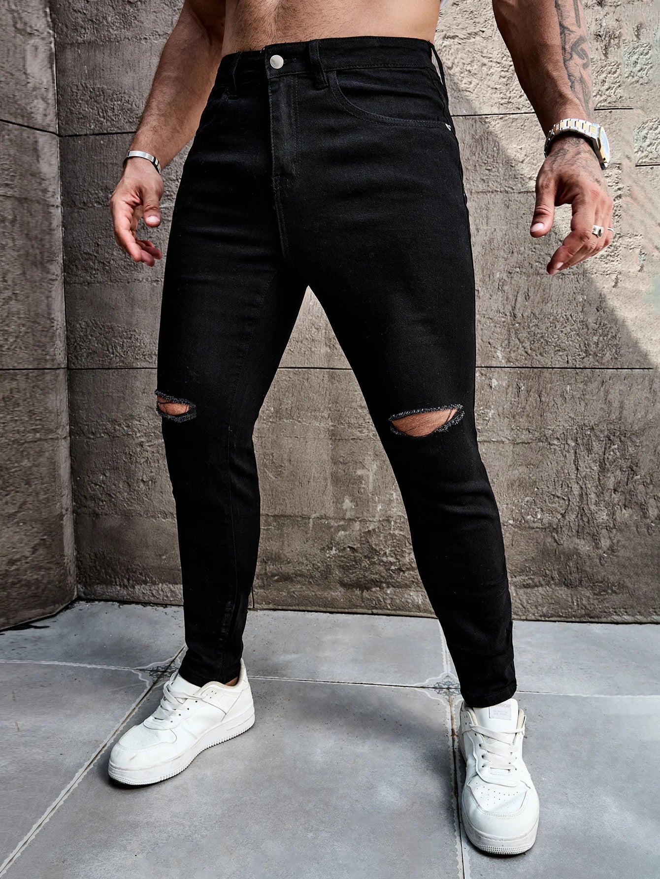 Men's skinny ripped jeans