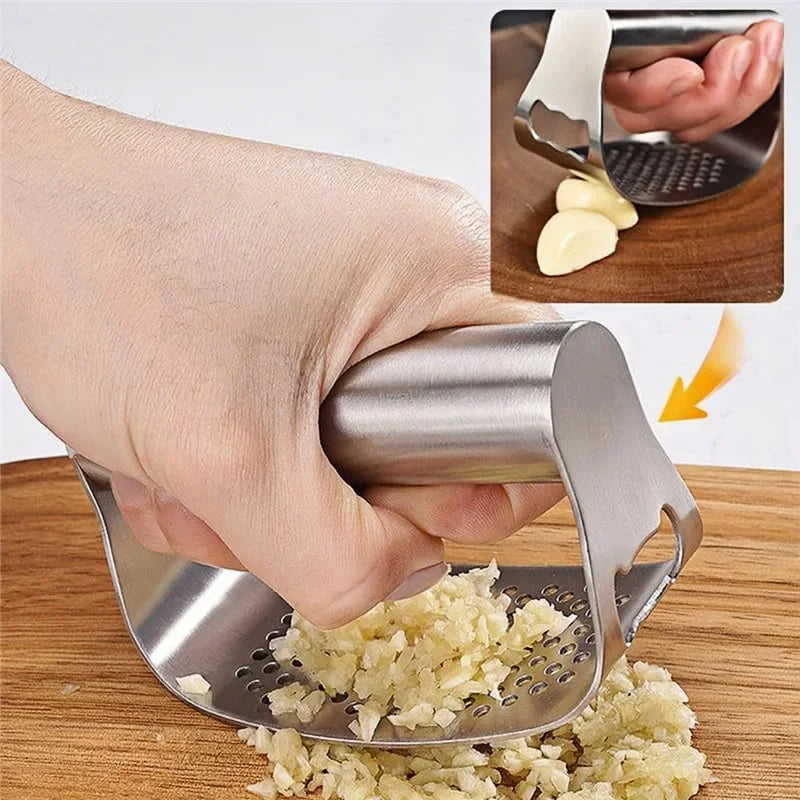 Upgraded Stainless Steel Garlic Press Squeezer Manual Garlic Ginger Rocker Crusher Garlic Cutting Mince Tools Kitchen Gadgets