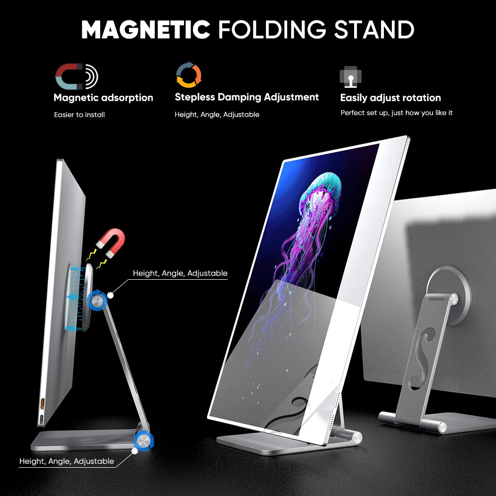 16-Inch FHD IPS Display USB-C Portable Gaming Monitor High Definition External Monitor with Cover Speakers for Laptop