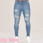 2025 New Ripped Jeans Men Slim-fit Denim Pants Cotton Korean Style Fashion Elasticity Versatile Blue Black Men's Clothing S-XXXL