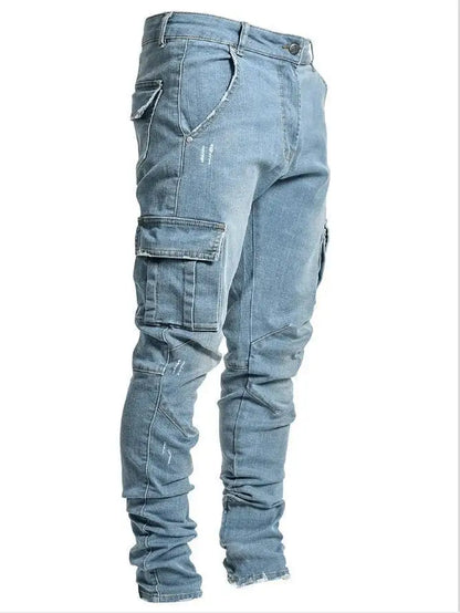 2025 New Ripped Jeans Men Slim-fit Denim Pants Cotton Korean Style Fashion Elasticity Versatile Blue Black Men's Clothing S-XXXL