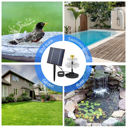 2.5W Solar Fountain Pump for Bird Bath with 9 Nozzles Solar Powered Water Fountain Pump for Garden Pond Pool Fish Tank Aquarium