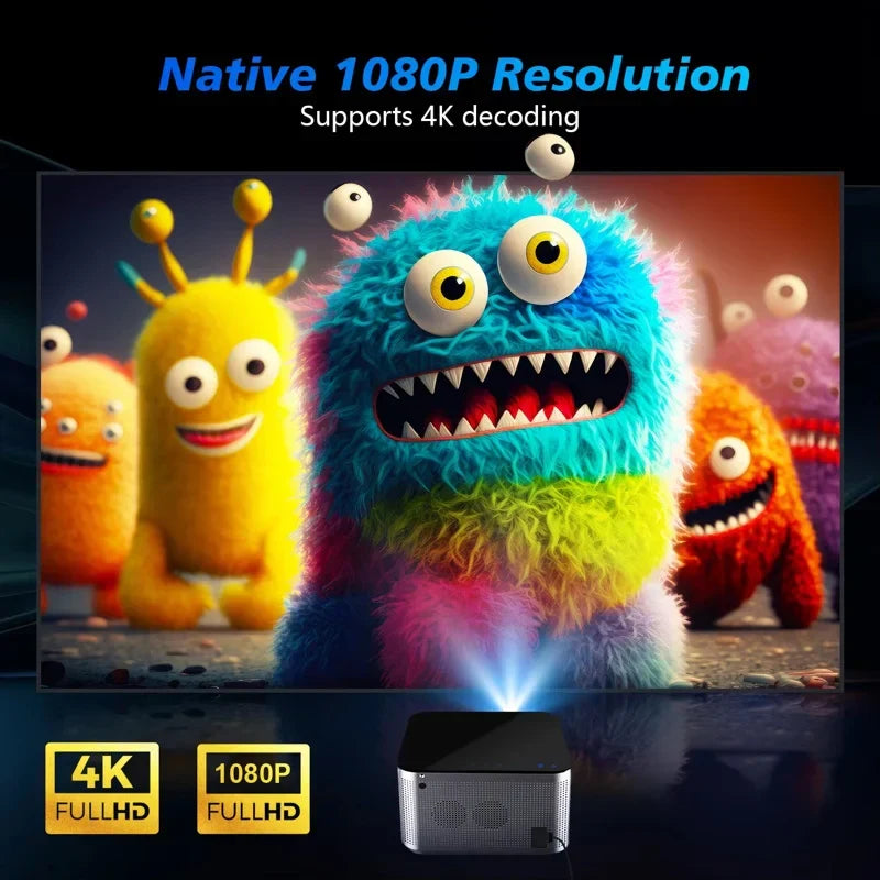 Proyector inteligente 4K Android 11 1080P LED WiFi6 Negro