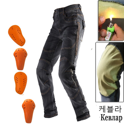 S- 5XL Men Aramid Motorcycle jeans Moto Pants With Protective Gear Riding Touring fireproof and wearable Motorbike Trousers 03