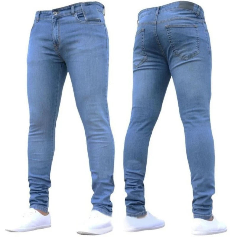 2025 New Ripped Jeans Men Slim-fit Denim Pants Cotton Korean Style Fashion Elasticity Versatile Blue Black Men's Clothing S-XXXL