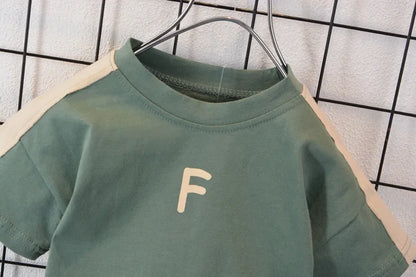 0-5 Years Old Boy Simple Korean Fashion T-Shirt + Baby Summer Cotton Shorts Suit