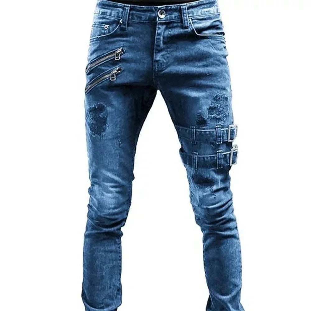 New 2025 Fashion Men's Pants Casual Jeans Men's Thigh Zipper Design Straight leg Jeans Pants Large Size S-4Xl