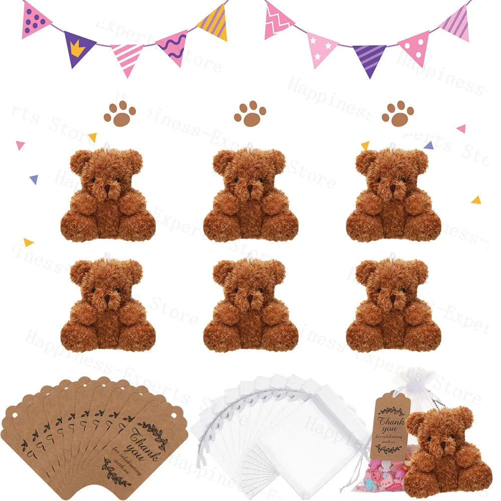 6-60Set Mini Bear Plush Stuffed Small Teddy Bear Wedding Gift for Guests Baby Shower Decoration Bear Keychain for Christmas Xmas
