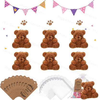 6-60Set Mini Bear Plush Stuffed Small Teddy Bear Wedding Gift for Guests Baby Shower Decoration Bear Keychain for Christmas Xmas