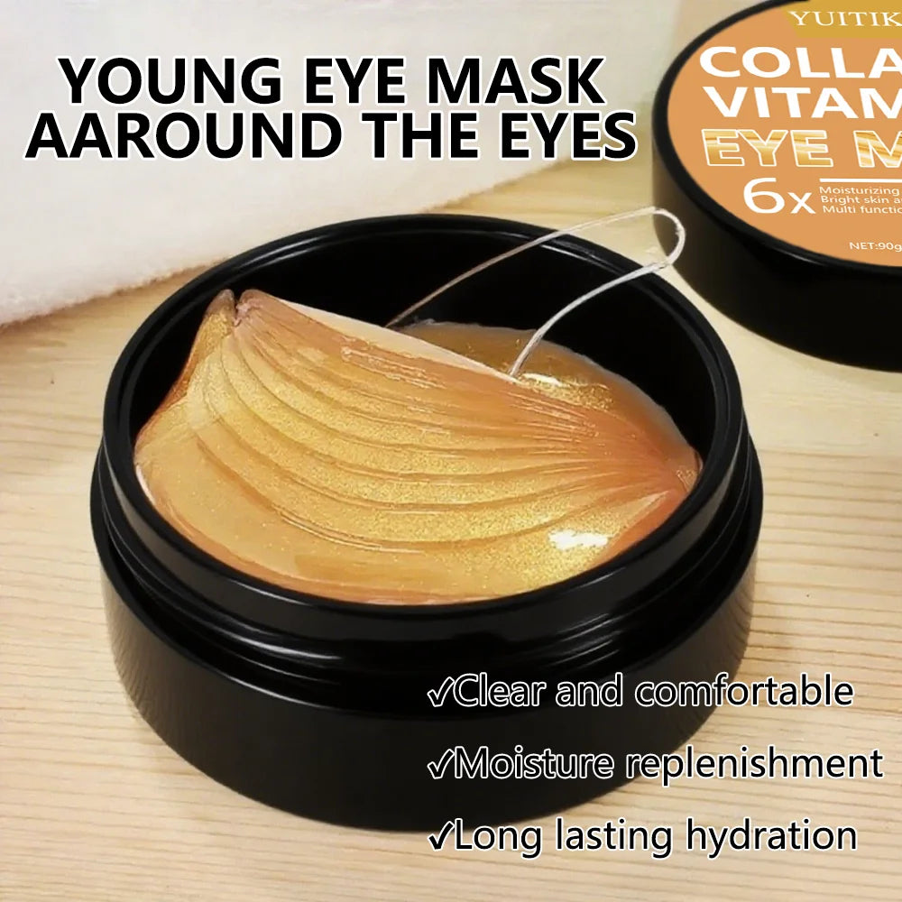 YUITIKUE Collagen Vitamin Eye Mask 6x with Extra Serum - Skin-Friendly & Fast Absorbing, Deep Hydrating Care, 90g Jar
