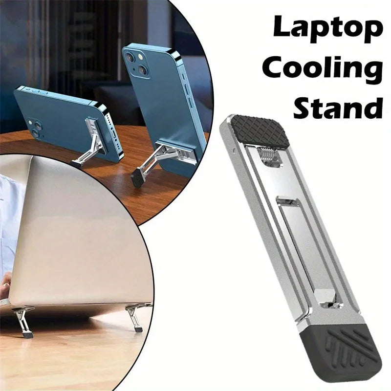 Zinc Alloy Laptop Holder for Macbook Air Pro Pad 2Pcs Riser Feet Nonslip Desktop Kickstand Foldable Notebook Keyboard Stand