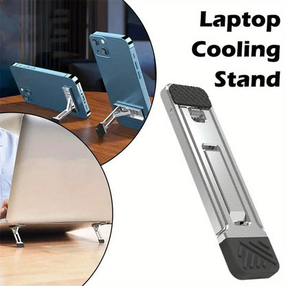 Zinc Alloy Laptop Holder for Macbook Air Pro Pad 2Pcs Riser Feet Nonslip Desktop Kickstand Foldable Notebook Keyboard Stand