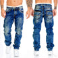 2025 New Ripped Jeans Men Slim-fit Denim Pants Cotton Korean Style Fashion Elasticity Versatile Blue Black Men's Clothing S-XXXL