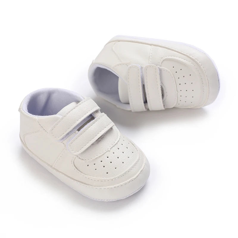 0-18 Months Infant Spring Shoe Newborn Infant Girls and Boys Recreational Baptism Non-Slip Walking Shoe White Soft-soled Sneaker