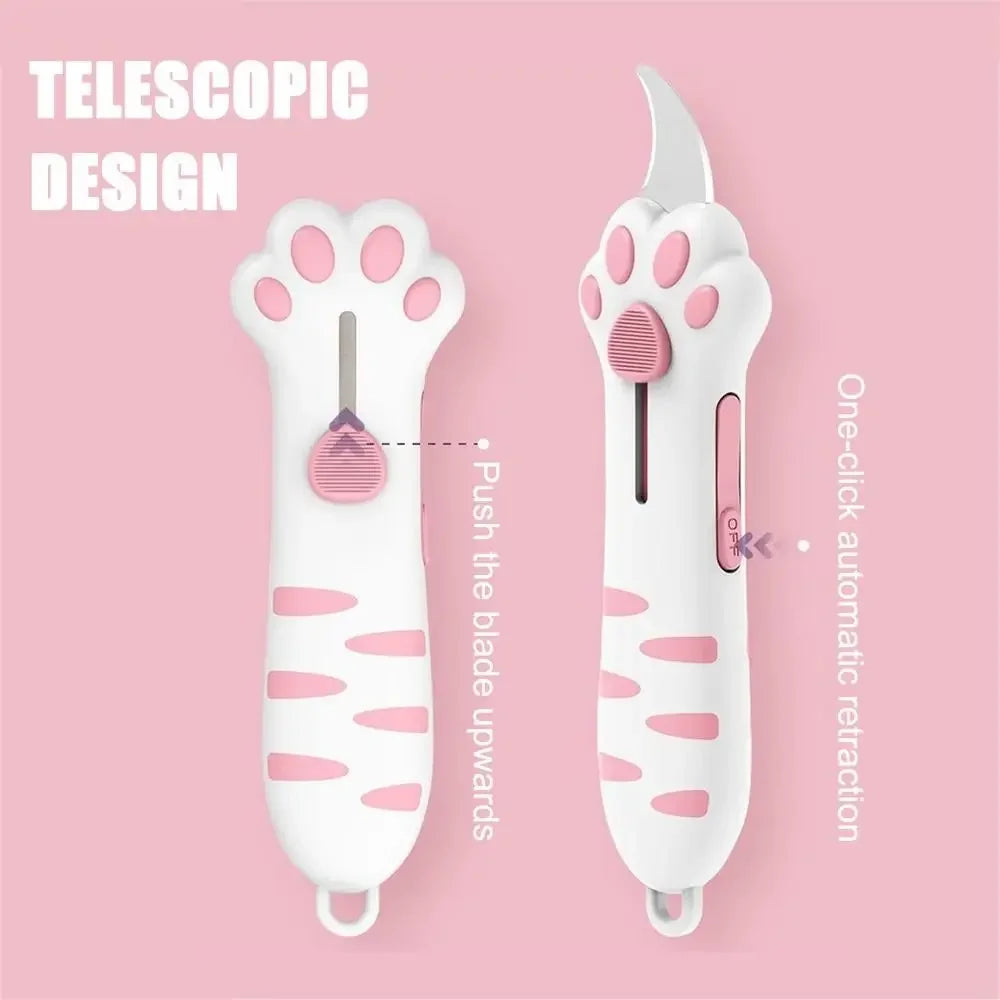 Cute Cat Paw Sharp Box Cutters Mini Portable Cat Claw Utility Knife Creative Hand Account Decor Paper Cutting Tools Art Supplies