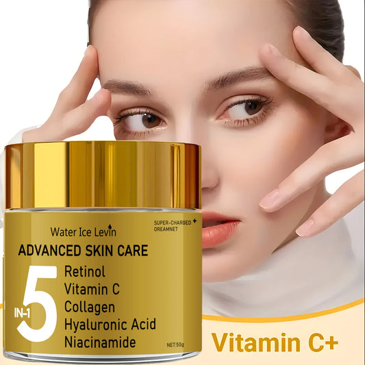 5-in-1 Facial Moisturizing Cream Containing Vitamin C, Collagen and E - Pore Moisture Formula, Suitable for All Skin Types, Non-Irritating