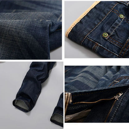 2025 New Men's Jean Spring Autumn Straight Trendy Pants Casual Denim Trousers Men Classic slim Stretch Jeans Fashion