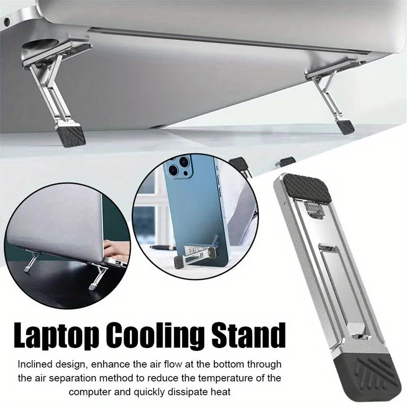 Zinc Alloy Laptop Holder for Macbook Air Pro Pad 2Pcs Riser Feet Nonslip Desktop Kickstand Foldable Notebook Keyboard Stand