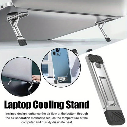 Zinc Alloy Laptop Holder for Macbook Air Pro Pad 2Pcs Riser Feet Nonslip Desktop Kickstand Foldable Notebook Keyboard Stand