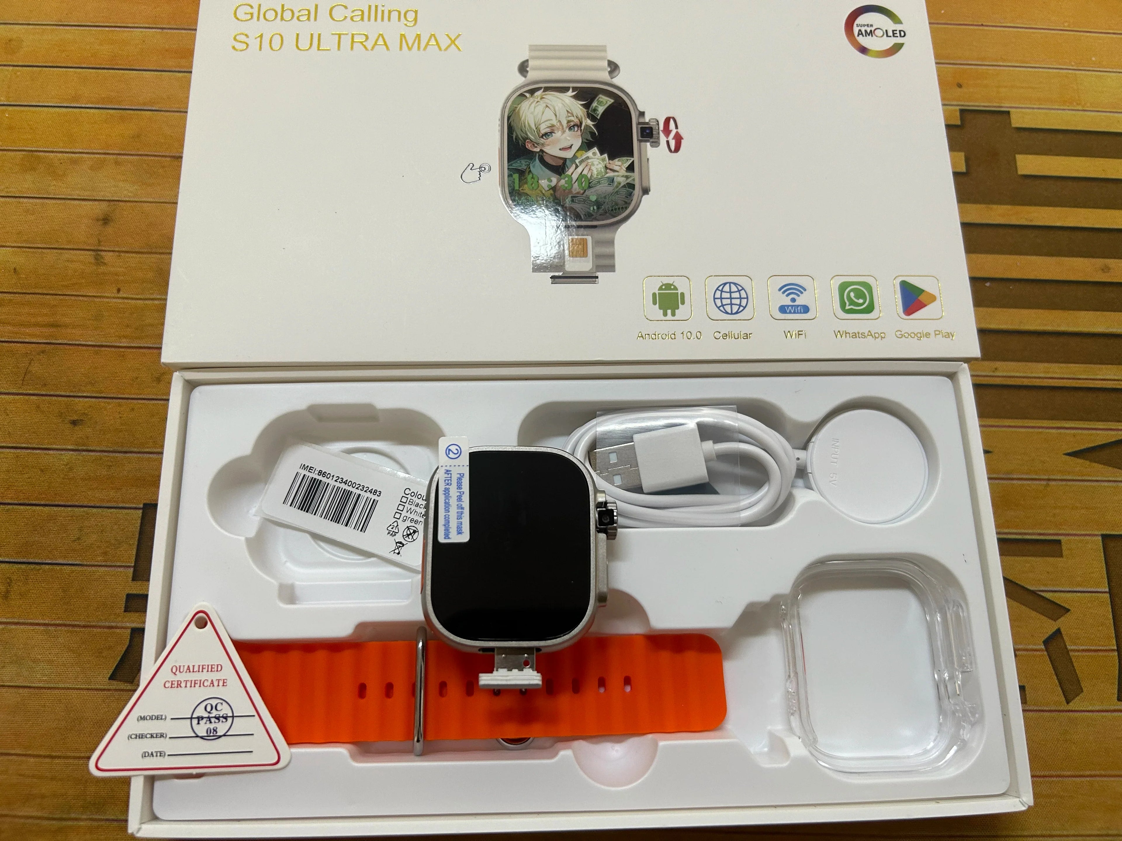 NNEOBA Reloj inteligente Android con cámara giratoria naranja