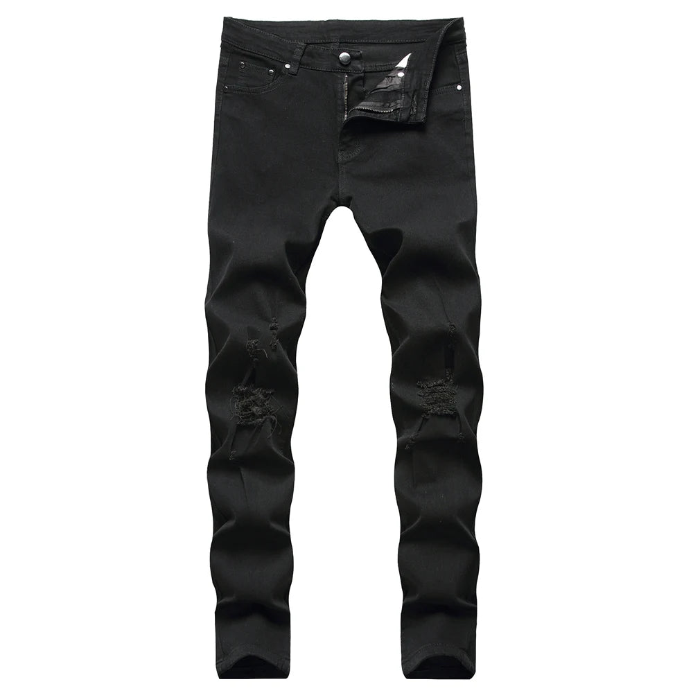 Jeans For Men Fashion Ripped Biker Skinny Jeans Men's clothing Denim Trousers High Street Slim Jogging jean Pants homme