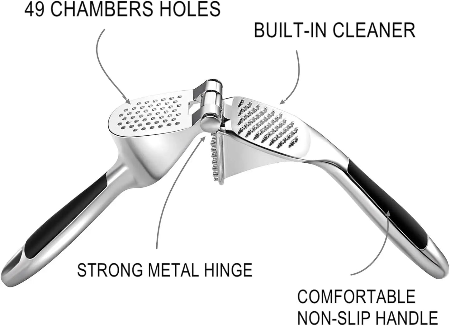 1pcs Garlic Press Easy to Squeeze and Clean with Soft Easy Squeeze Ergonomic Handle  Zinc Alloy Garlic Mincer & Crusher