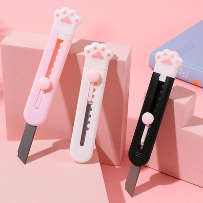 1Pcs Cat Paw Retractable Box Cutters Sharp Art Cutter Utility Knife Student Art Supplies DIY School Creative Stationery Supplies
