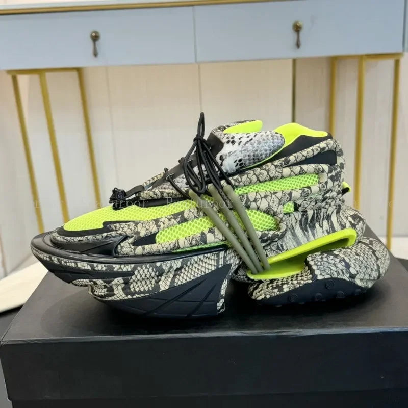 ‌Men Women Gradient Color Sneakers Patchwork High Quality Walking Shoes Thick Sole Lace Up Flats Casual Shoes Big Size 35-46