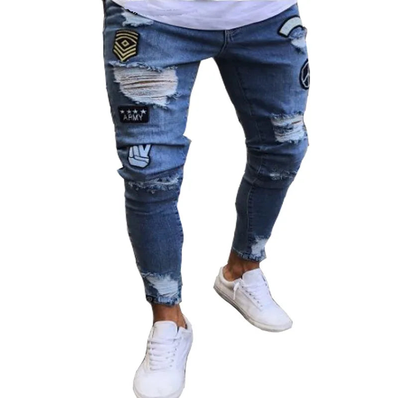 Mens Jeans Brands Straight Stretch Slim Jean Homme Pantalones Hombre Casual Pants Denim Trousers Baggy Jeans Black Blue
