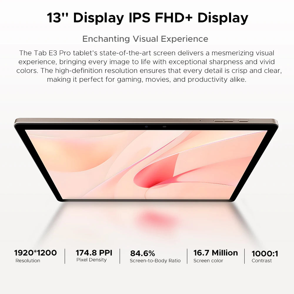 【Brand+】Doogee Tab E3 Pro 2 in 1 Tablet Pc 13" Android 15 Gemini Ai 32Gb Ram(8+24) 256Gb 11000Mah Battery Helio G100 Octa