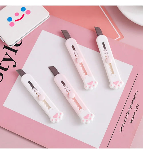 Cute Cat Paw Utility Knife Portable Paper Cutter Letter Envelope Opener Express Box Knife Box Cutter Knife Unbox Office Supplie