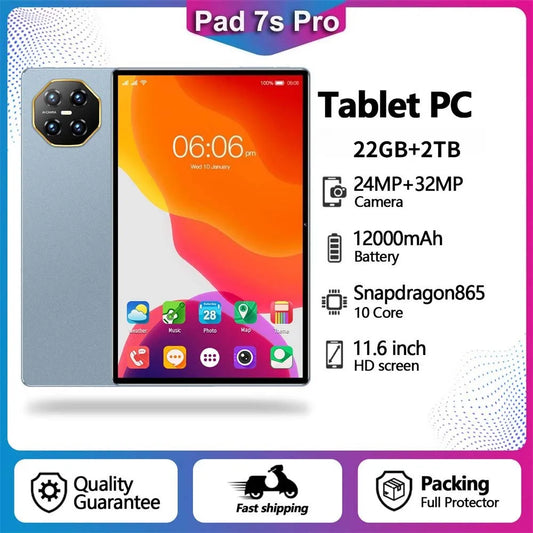 2025 Global Version Pad 7 Pro Tablet Android 15 22GB+2TB Gaming Tab 11.6" HD Original 12000mAh WiFi Children's kids Tablet PC