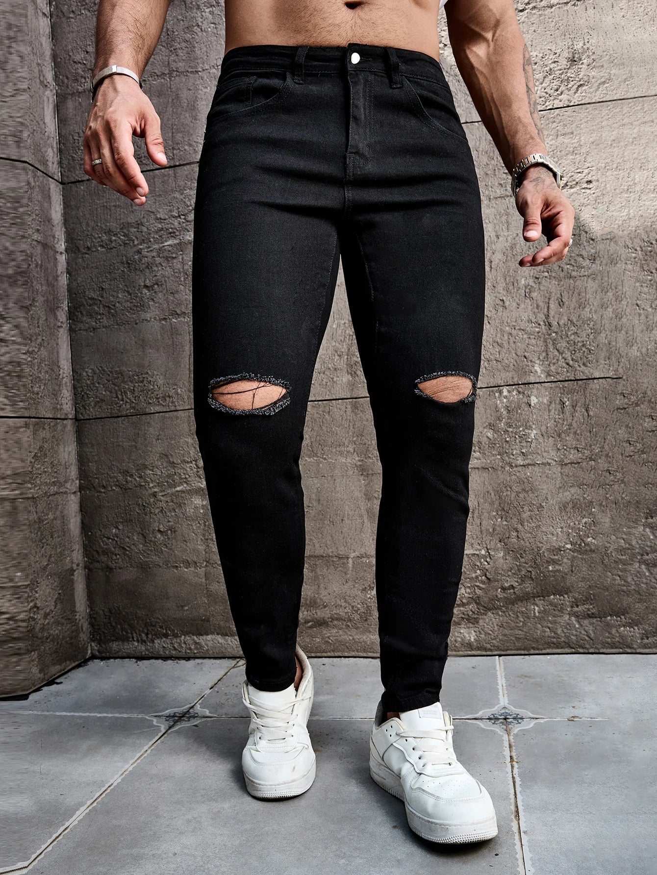 Men's skinny ripped jeans