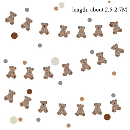 1Set 2.5M Cute Bear Garland Carton Happy Birthday Banners for Kids Bear Themed Birthday Party Decoration Supplies Room Decor