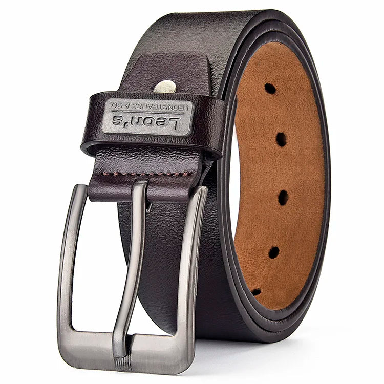 【LEON＇S】 Buckle  Leather Casual Jeans Belt Men High Quality Retro Luxury Male Strap Cintos 3 Colors 2023 NEW