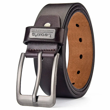 【LEON＇S】 Buckle  Leather Casual Jeans Belt Men High Quality Retro Luxury Male Strap Cintos 3 Colors 2023 NEW