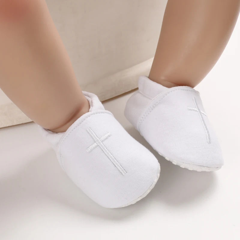 0-18 Months Infant Spring Shoe Newborn Infant Girls and Boys Recreational Baptism Non-Slip Walking Shoe White Soft-soled Sneaker