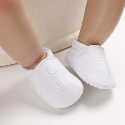 0-18 Months Infant Spring Shoe Newborn Infant Girls and Boys Recreational Baptism Non-Slip Walking Shoe White Soft-soled Sneaker