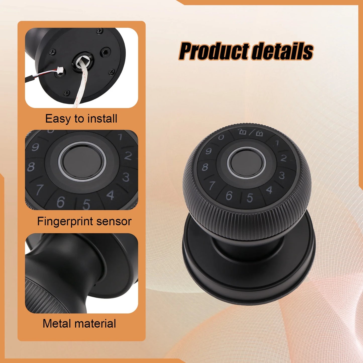 -September Fingerprint Door Lock-Smart Door Handle, Keyless Door Handle With Password Keypad For Bedroom Smart Door Lock