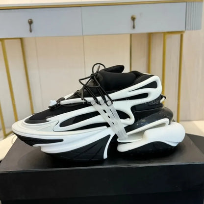 ‌Men Women Gradient Color Sneakers Patchwork High Quality Walking Shoes Thick Sole Lace Up Flats Casual Shoes Big Size 35-46