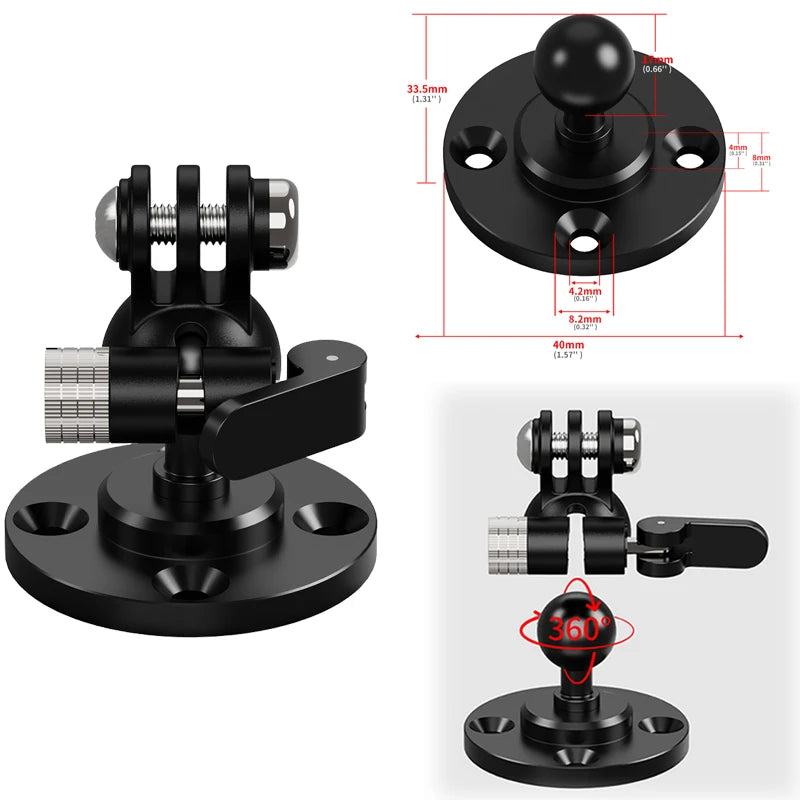 17/25mm Ball Head Mount 1/4" 3/8" M6 Thread Screw Nut Adapter Tripod Bracket Cameras Flash Fixing Wall Holder Clamping Mount