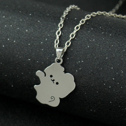 1Pair Cute Animal Hugging Cat Pendant Necklaces Stainless Steel Cat Necklace for Couple Lover Valentine's Day Jewelry Gift