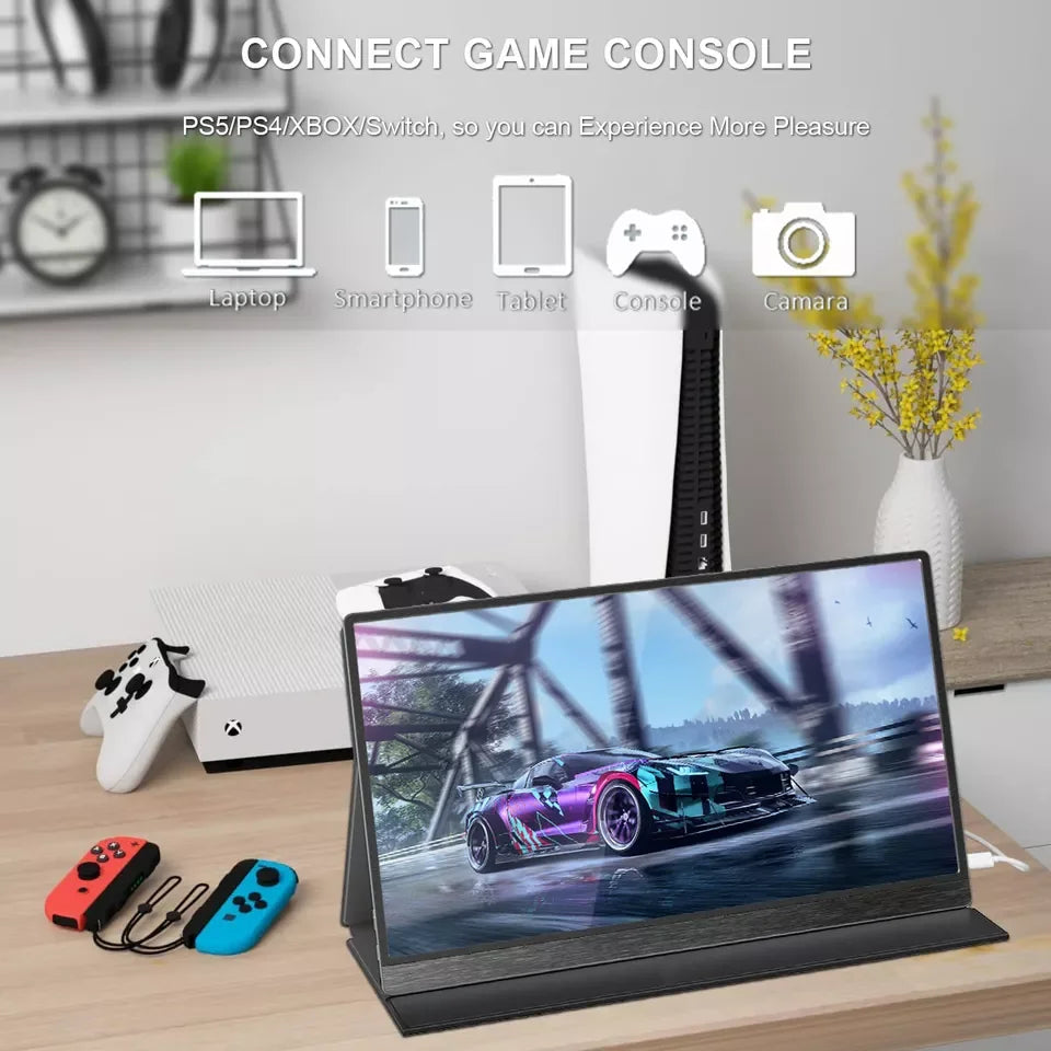 15.6 Inch 4K Portable LCD Monitor with 3840x2160 IPS 600 Nit Screen USB C HD Computer Gaming Display for Travel and PC