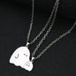 1Pair Cute Animal Hugging Cat Pendant Necklaces Stainless Steel Cat Necklace for Couple Lover Valentine's Day Jewelry Gift
