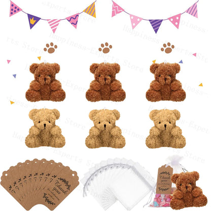 6-60Set Mini Bear Plush Stuffed Small Teddy Bear Wedding Gift for Guests Baby Shower Decoration Bear Keychain for Christmas Xmas